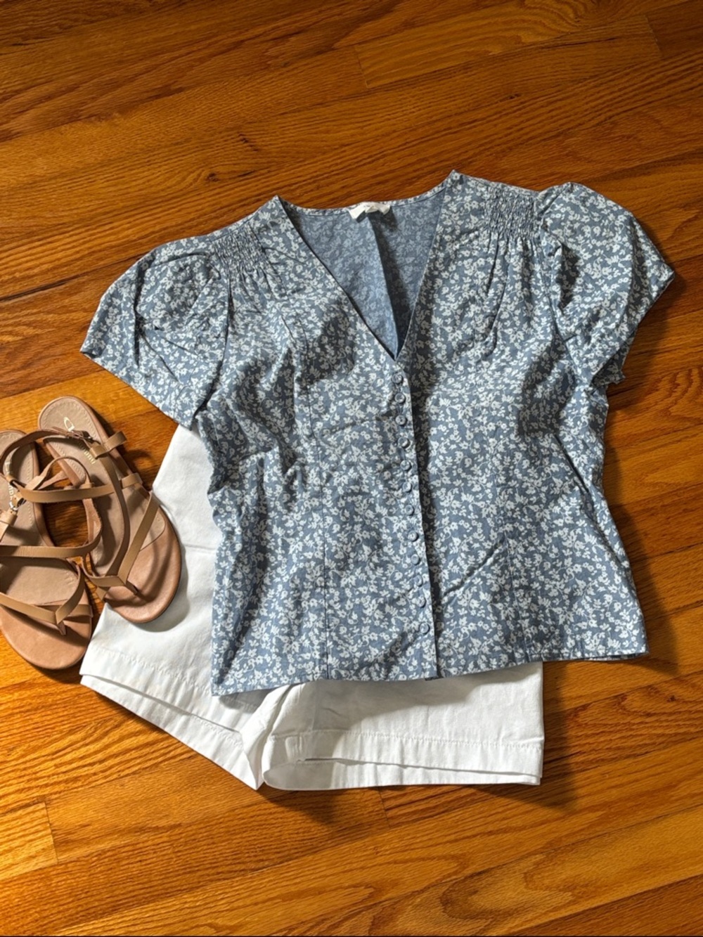 Chambray floral top